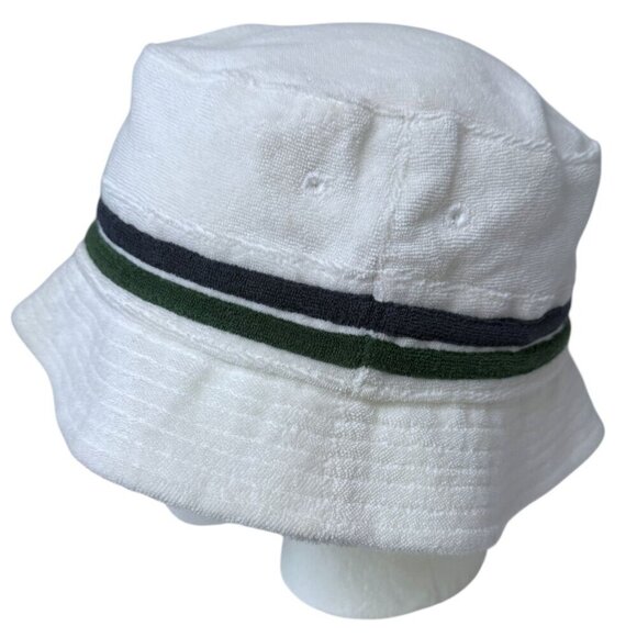Terrycloth Bucket Hat Navy Green Stripe Preppy Tennis Golf - Picture 8 of 9